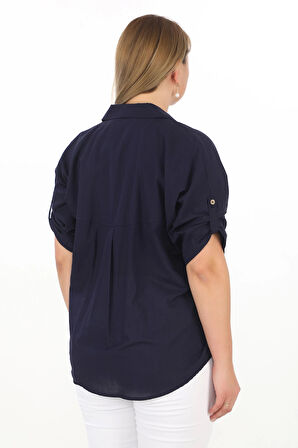 %100 Cotton Yazlık Organik Büyük Beden Kadın Gömlek