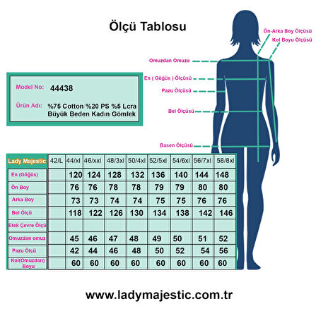 Şık Ekose Detaylı Uzun Kollu Büyük Beden Kadın Gömlek