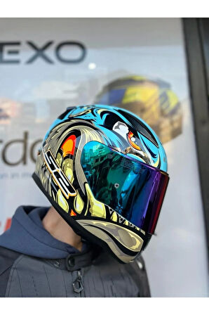 Rapıd 2 Neo Mavi-mor Kask - Gökkuşağı Vizör