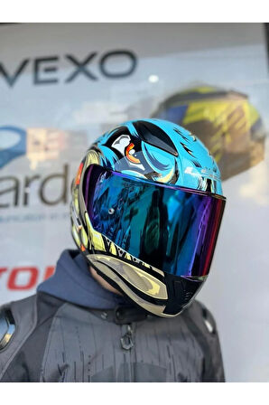 Rapıd 2 Neo Mavi-mor Kask - Gökkuşağı Vizör