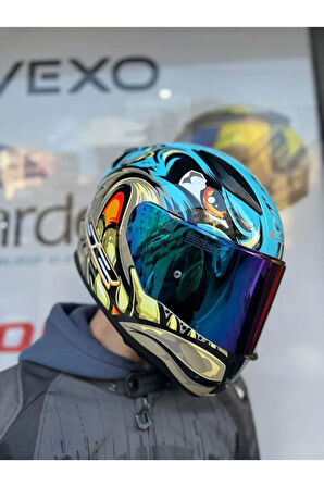 Rapıd 2 Neo Mavi-mor Kask - Gökkuşağı Vizör