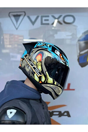 Rapıd 2 Neo Mavi-mor Kask - Siyah Vizör - Spoiler