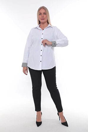 Cotton Slim Fit Büyük Beden Kadın Gömlek