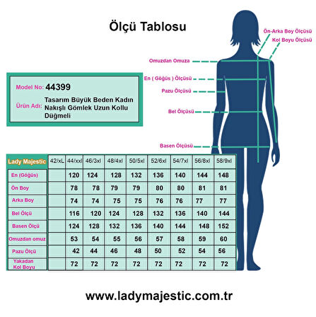 Tasarım Büyük Beden Kadın Nakışlı Gömlek Uzun Kollu Düğmeli Rahat Şık Kombinlere Uygun