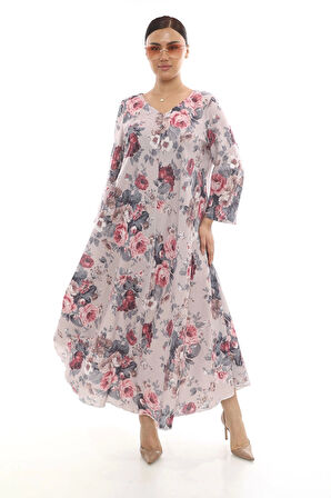 Keten Büyük Beden Kırışmaz Kumaş Kadın Elbise