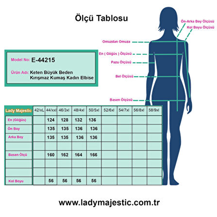 Keten Büyük Beden Kırışmaz Kumaş Kadın Elbise