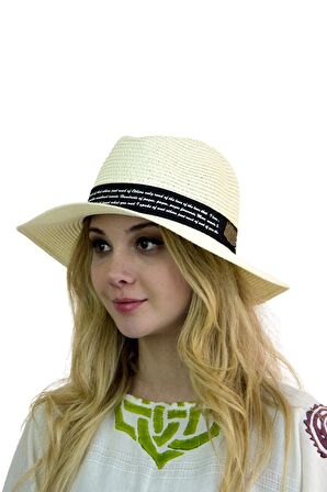 Yazılı Fötr Kadın Şapka 3240