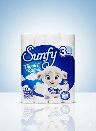 Sunfy 40'lı Tuvalet Kağıdı - 3 Katlı %100 Saf Selüloz Yumuşaklığı