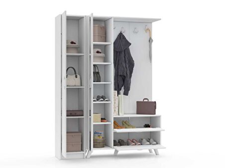 ABRE vm-34342 BEYAZ VESTİYER PORTMANTO AYAKKABILIK
