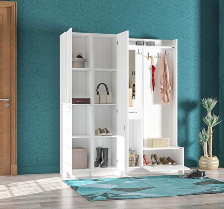 ABRE vm-343736 BEYAZ VESTİYER PORTMANTO AYAKKABILIK