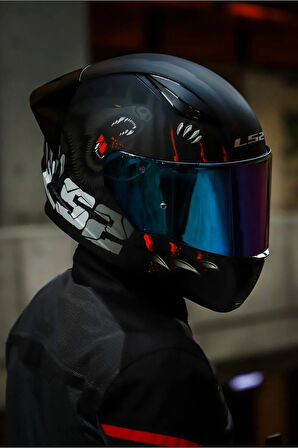 Rapıd 2 Race Clawn Mat Siyah-gri-kırmızı Kask - Raınbov Vizör