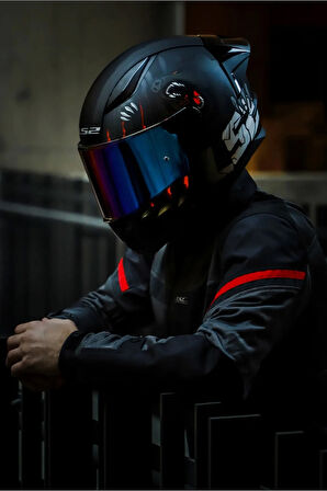 Rapıd 2 Race Clawn Mat Siyah-gri-kırmızı Kask - Raınbov Vizör