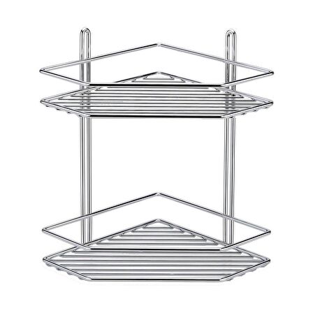 Banyo Köşe Rafı Paslanmaz Krom Kaplama 2 Katlı