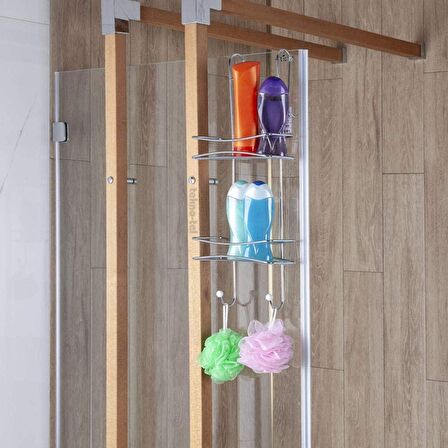 Duşakabin Banyo Rafı Şampuanlık 2 Katlı Askılı