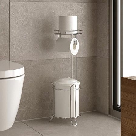 Banyo Tuvalet Kağıdı Askısı Çöp Kovası Yedekli Ayaklı