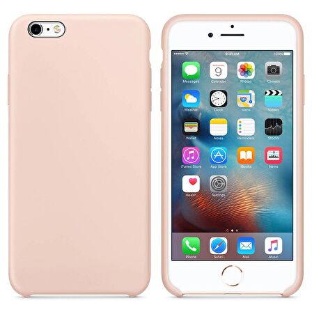 Apple iPhone 6S Altı Açık Liquit Lansman Silikon Toz Pembe