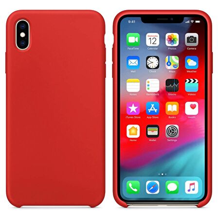 Apple iPhone X Altı Açık Liquit Lansman Silikon Bayrak Kırmızısı