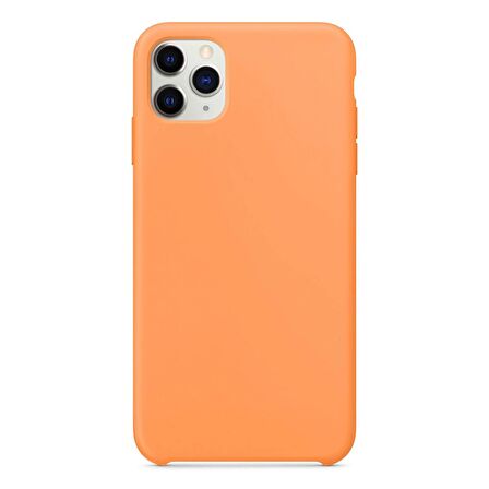 Apple iPhone 11 Pro Max Altı Açık Liquit Lansman Silikon Kehribar Turuncusu