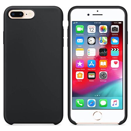Apple iPhone 8 Plus Altı Açık Liquit Lansman Silikon Gece Siyahı