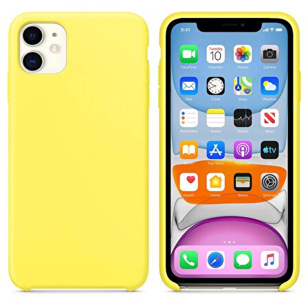 Apple iPhone 11 Altı Açık Liquit Lansman Silikon Limon Sarısı