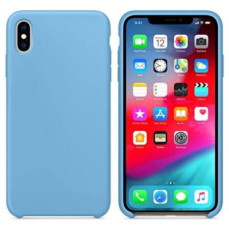 Apple iPhone XS Altı Açık Liquit Lansman Silikon Gök Mavisi