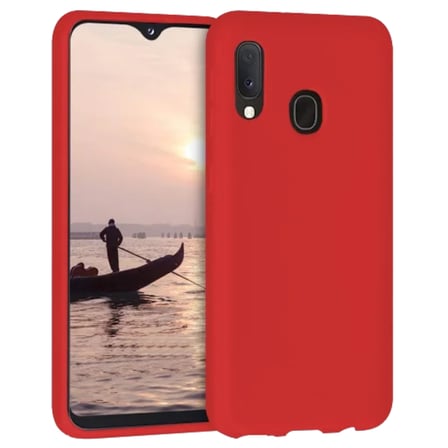 Samsung Galaxy A20 İnce Mat Silikon Kılıf Kırmızı