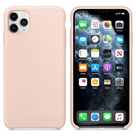Apple iPhone 11 Pro Max Altı Açık Liquit Lansman Silikon Toz Pembe