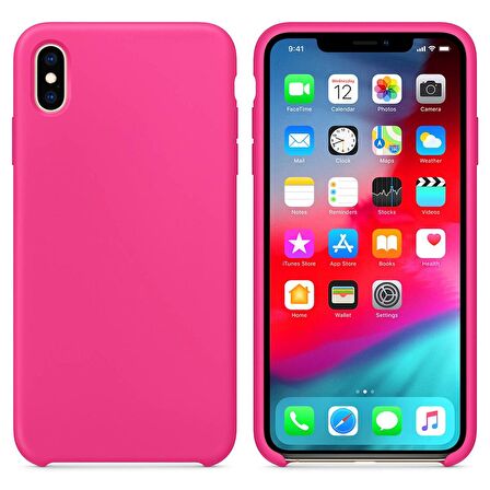 Apple iPhone XS Max Altı Açık Liquit Lansman Silikon Şeker Pembesi
