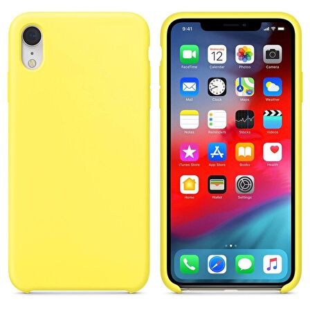 Apple iPhone XR Altı Açık Liquit Lansman Silikon Limon Sarısı