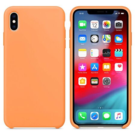 Apple iPhone X Altı Açık Liquit Lansman Silikon Kehribar Turuncusu