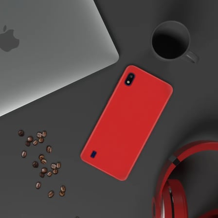Samsung Galaxy M10 İnce Mat Silikon Kılıf Kırmızı