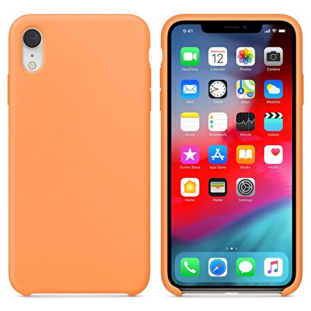 Apple iPhone XR Altı Açık Liquit Lansman Silikon Kehribar Turuncusu