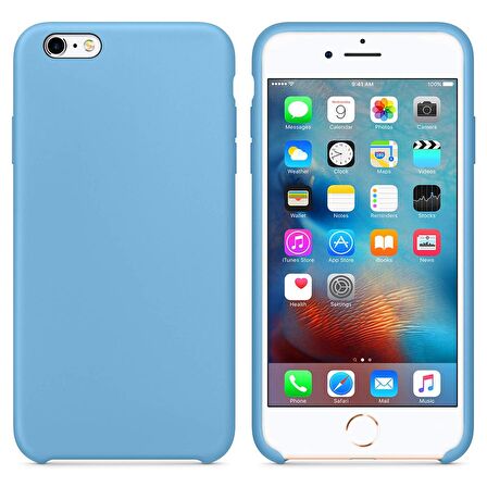 Apple iPhone 6 Plus Altı Açık Liquit Lansman Silikon Gök Mavisi