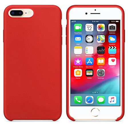 Apple iPhone 7 Plus Altı Açık Liquit Lansman Silikon Bayrak Kırmızısı