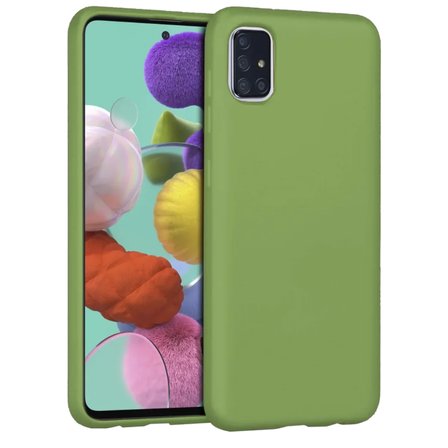 Samsung Galaxy A71 İnce Mat Silikon Kılıf Yeşil