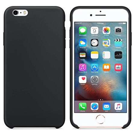 Apple iPhone 6S Plus Altı Açık Liquit Lansman Silikon Gece Siyahı