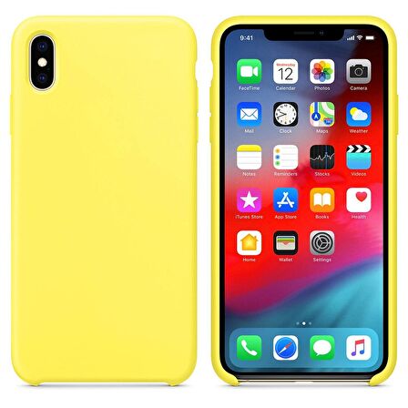 Apple iPhone X Altı Açık Liquit Lansman Silikon Limon Sarısı