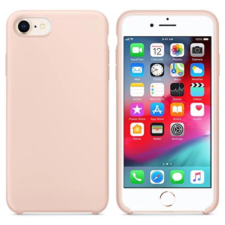 Apple iPhone 7 Altı Açık Liquit Lansman Silikon Toz Pembe