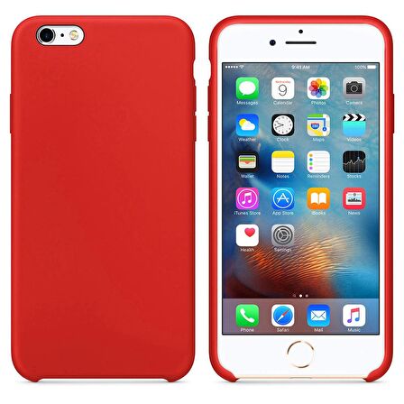 Apple iPhone 6S Plus Altı Açık Liquit Lansman Silikon Bayrak Kırmızısı