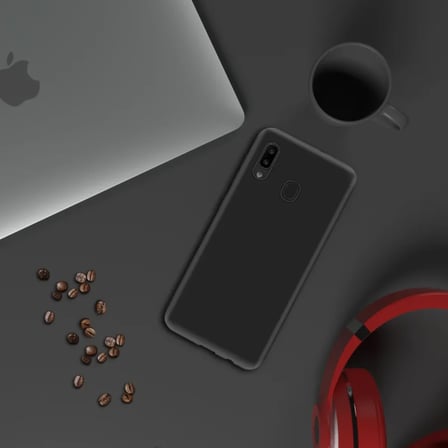 Samsung Galaxy A30 İnce Mat Silikon Kılıf Siyah