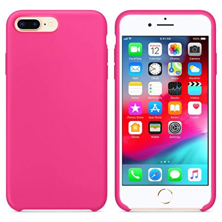 Apple iPhone 7 Plus Altı Açık Liquit Lansman Silikon Şeker Pembesi