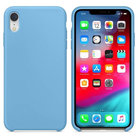 Apple iPhone XR Altı Açık Liquit Lansman Silikon Gök Mavisi