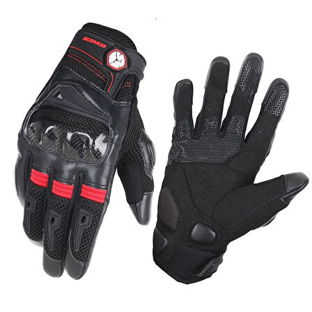 Scoyco MC57 Carbon Yazlık Korumalı Motosiklet Eldiveni Siyah/Kırmızı