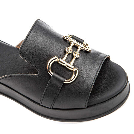 Hush Puppies Asan 624219 Hakiki Deri Kadın Terlik Siyah