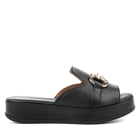 Hush Puppies Asan 624219 Hakiki Deri Kadın Terlik Siyah