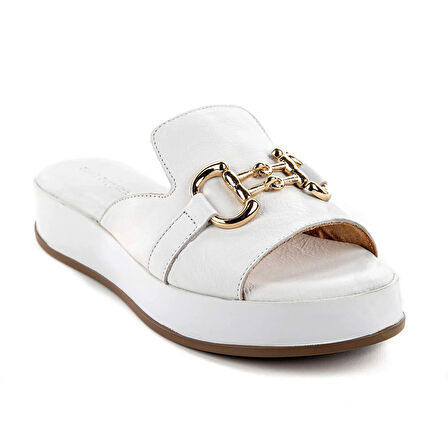 Hush Puppies Asan 624219 Hakiki Deri Kadın Terlik Beyaz