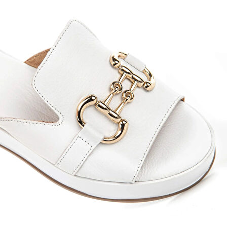 Hush Puppies Asan 624219 Hakiki Deri Kadın Terlik Beyaz