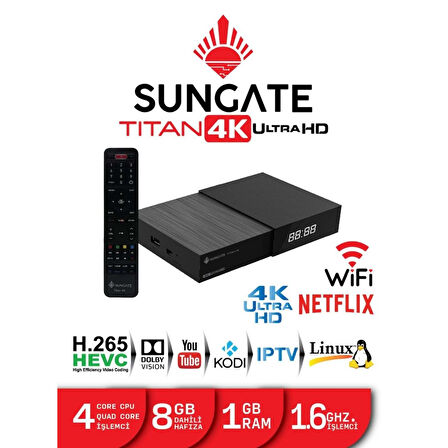 SUNGATE TİTAN 4K ULTRA HD UYDU CİHAZI