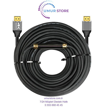 30 Metre 4K HDMI Kablo Erkek-Erkek – Altın Uçlu, 18GBPS, Arc & Ethernet Destekli