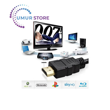 HDMI Kablo Kısa HDMI Kablosu Altın Uçlu Full Hd 3D LCD LED Ps3 Uydu - 50 cm